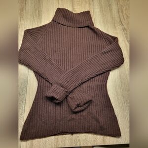 Chic Chocolate Ribbed Turtleneck Sweater